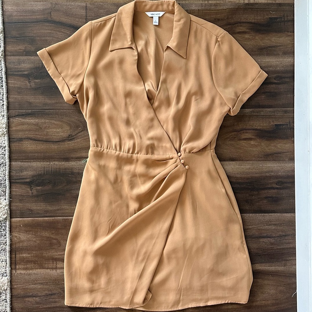Tan wrap dress